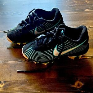 Nike Kids Black and Teal Cleats